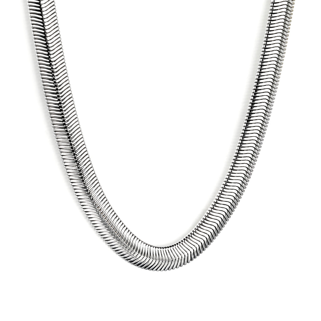 6mm*45-60cm Flat Snake Chain Steel Color