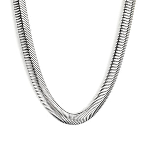 6mm*45-60cm Flat Snake Chain Steel Color