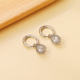 2x14.3mm Circle with Oval White&Red&Pink&Blue&Green Diamonds+White Diamond Hoop Earrings 8.4*10.2mm