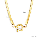 Razor/O Chain W4mm*40cm+Round Buckle O.D. 14.6mm Necklace Gold Color