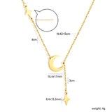 18.4*17mm moon+8.4*13.3mm star accessories 4cm tassel 42+5cm necklace steel/golden