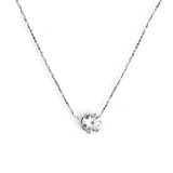 5mm Six Claws Round White Diamond Pendant 40+5cm+6mm Round Tail Plaque Necklace Steel/Golden