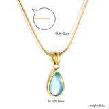 5mm Six Claws Round White Diamond Pendant 40+5cm+6mm Round Tail Plaque Necklace Steel/Golden