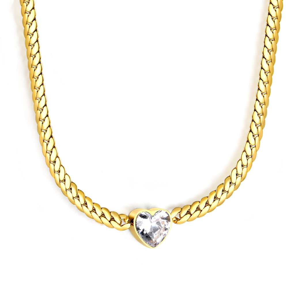 12.2mm White/Green Diamond Heart Pendant 4mm Golden Dragon Necklace 40+5cm+3*10mm Square Tail Plate/Cone Tail Plate Necklace Golden