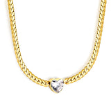 12.2mm White/Green Diamond Heart Pendant 4mm Golden Dragon Necklace 40+5cm+3*10mm Square Tail Plate/Cone Tail Plate Necklace Golden