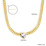 12.2mm White/Green Diamond Heart Pendant 4mm Golden Dragon Necklace 40+5cm+3*10mm Square Tail Plate/Cone Tail Plate Necklace Golden