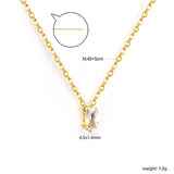 4.5*7.4mm Square White/Purple/Champagne Zircon Pendant 0.3 Cross Chain 40+5cm+6mm Round Tail Plaque Necklace GOLDEN