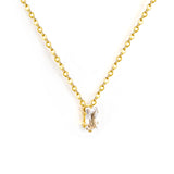 4.5*7.4mm Square White/Purple/Champagne Zircon Pendant 0.3 Cross Chain 40+5cm+6mm Round Tail Plaque Necklace GOLDEN