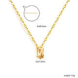 4.5*7.4mm Square White/Purple/Champagne Zircon Pendant 0.3 Cross Chain 40+5cm+6mm Round Tail Plaque Necklace GOLDEN