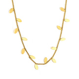 5.6*2.9mm Vine Shape 1.0 Box Chain 40+5cm+6mm Round Tail Plaque Necklace Steel/Golden