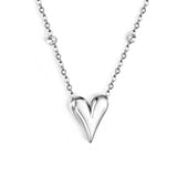 12*14.3mm Heart Pendant 42+5cm+11.2*3.7mm Square Tail Plaque Necklace Steel/Golden