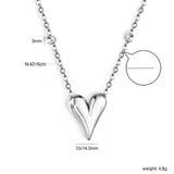 12*14.3mm Heart Pendant 42+5cm+11.2*3.7mm Square Tail Plaque Necklace Steel/Golden