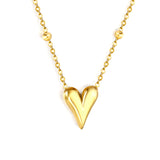 12*14.3mm Heart Pendant 42+5cm+11.2*3.7mm Square Tail Plaque Necklace Steel/Golden