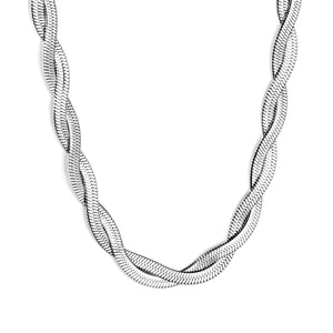 5.9mm*45+5cm Crossed Double Strand Necklace Steel/Golden