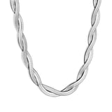 5.9mm*45+5cm Crossed Double Strand Necklace Steel/Golden