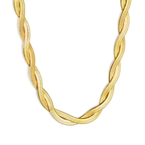 5.9mm*45+5cm Crossed Double Strand Necklace Steel/Golden