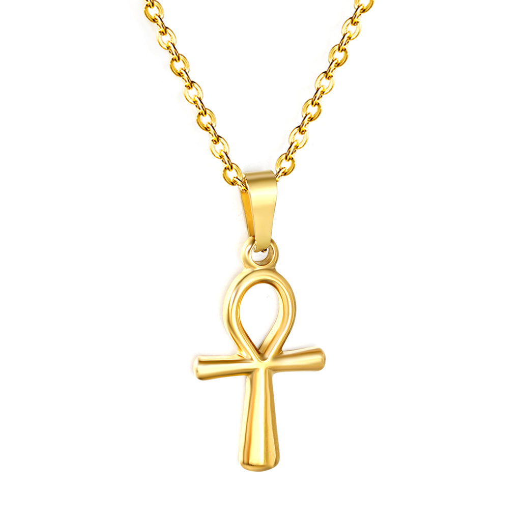 13.1*23mm Egyptian Cross Pendant 0.4 Cross Chain 40+6cm Necklace Gold