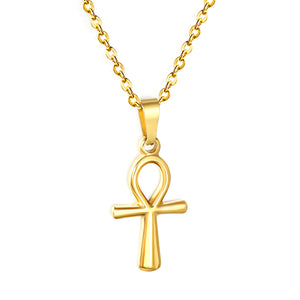 13.1*23mm Egyptian Cross Pendant 0.4 Cross Chain 40+6cm Necklace Gold