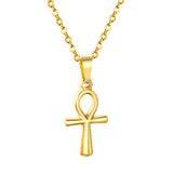 13.1*23mm Egyptian Cross Pendant 0.4 Cross Chain 40+6cm Necklace Gold