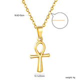 13.1*23mm Egyptian Cross Pendant 0.4 Cross Chain 40+6cm Necklace Gold