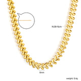 6mm*36+5cm+11.2*3.7mm Square Tail Plaque Fish Bone Chain Necklace Gold