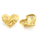 Textured Heart Stud Earrings 35*28mm / 18.4*15.1mm steel color / gold color
