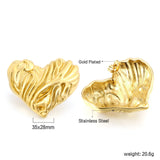 Textured Heart Stud Earrings 35*28mm / 18.4*15.1mm steel color / gold color