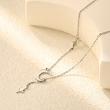 18.4*17mm moon+8.4*13.3mm star accessories 4cm tassel 42+5cm necklace steel/golden