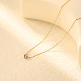 5mm Six Claws Round White Diamond Pendant 40+5cm+6mm Round Tail Plaque Necklace Steel/Golden