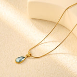 5mm Six Claws Round White Diamond Pendant 40+5cm+6mm Round Tail Plaque Necklace Steel/Golden