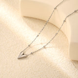 12*14.3mm Heart Pendant 42+5cm+11.2*3.7mm Square Tail Plaque Necklace Steel/Golden