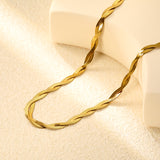 5.9mm*45+5cm Crossed Double Strand Necklace Steel/Golden