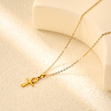 13.1*23mm Egyptian Cross Pendant 0.4 Cross Chain 40+6cm Necklace Gold