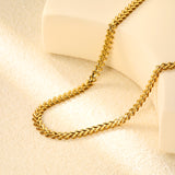 6mm*36+5cm+11.2*3.7mm Square Tail Plaque Fish Bone Chain Necklace Gold