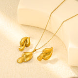 Oiled Concave & Convex Faceted Triple Teardrops Set Gold Earrings: 17.9*29.5mm Pendant: 17.4*30.2mm 0.35 Crucifixion Chain 42+5cm+6mm Round Tabs