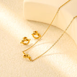 Knotting Set Gold Earrings: 16.8*8.6mm Pendant: 16.8*8.6mm0.35 Cross Link Chain 42+5cm+6mm Round Tail Plaque