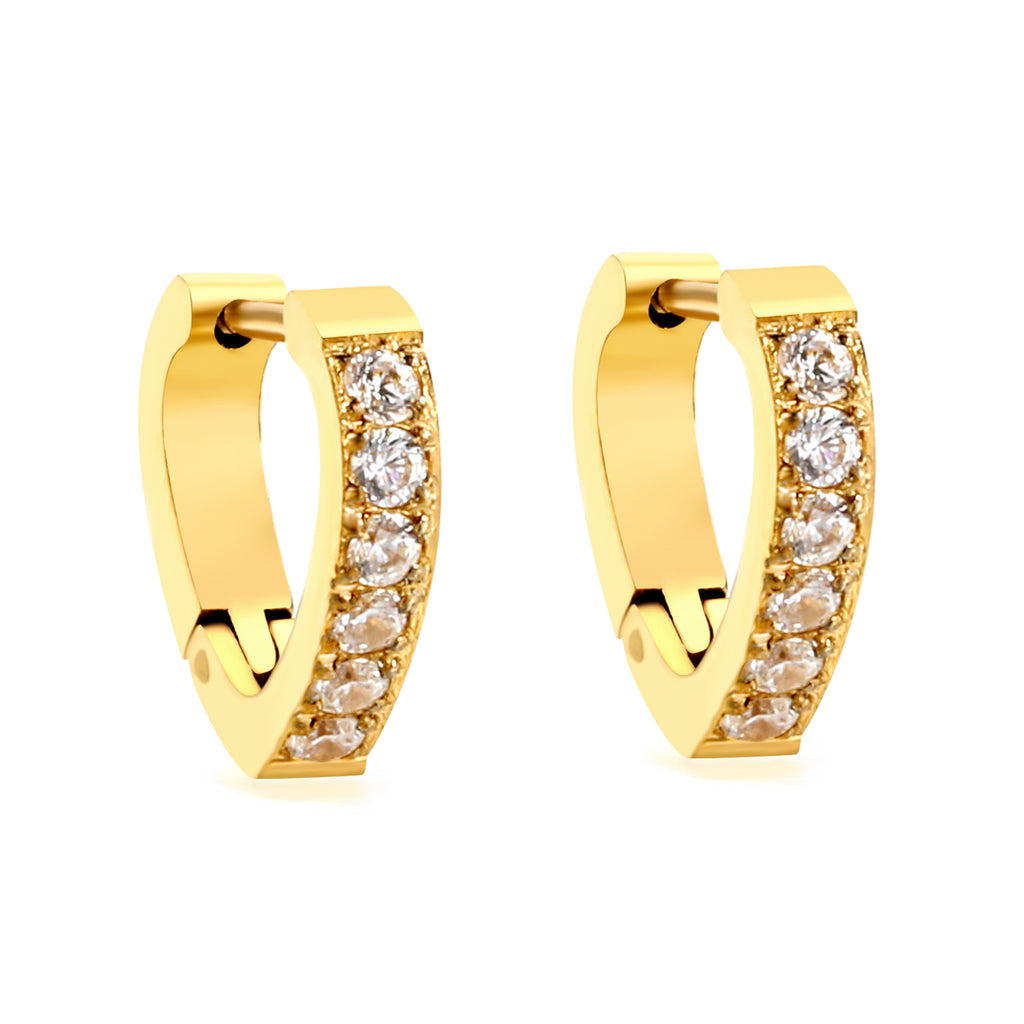 Heart Shaped Circle with White & Pink Diamonds Ear Clips 2.8*14.*12.8mm