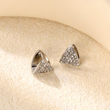 12.8*13.2mm triangle dumplings with white diamonds earrings steel color / gold color