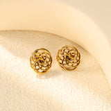 19.7mm round flower garland stud earrings gold color