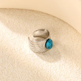 H14.2mm turquoise open-end ring, steel / gold color