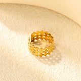 Golden Chain Link Stainless Steel Open Ring