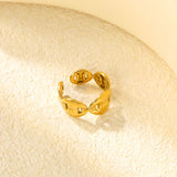 Golden Oval Link SS Open Ring (Minimalist Design)