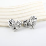 Textured Heart Stud Earrings 35*28mm / 18.4*15.1mm steel color / gold color