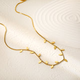 5.6*2.9mm Vine Shape 1.0 Box Chain 40+5cm+6mm Round Tail Plaque Necklace Steel/Golden