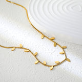 5.6*2.9mm Vine Shape 1.0 Box Chain 40+5cm+6mm Round Tail Plaque Necklace Steel/Golden