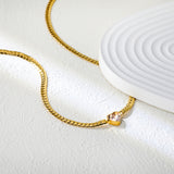 12.2mm White/Green Diamond Heart Pendant 4mm Golden Dragon Necklace 40+5cm+3*10mm Square Tail Plate/Cone Tail Plate Necklace Golden