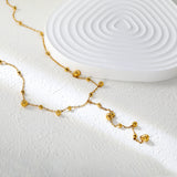 5mm+4mm+3mm Size Steel Beads 10cm Tassel 40+5cm +11.2*3.7mm Square Tail Plaque Necklace Gold