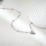 12*14.3mm Heart Pendant 42+5cm+11.2*3.7mm Square Tail Plaque Necklace Steel/Golden