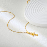 13.1*23mm Egyptian Cross Pendant 0.4 Cross Chain 40+6cm Necklace Gold
