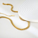 6mm*36+5cm+11.2*3.7mm Square Tail Plaque Fish Bone Chain Necklace Gold